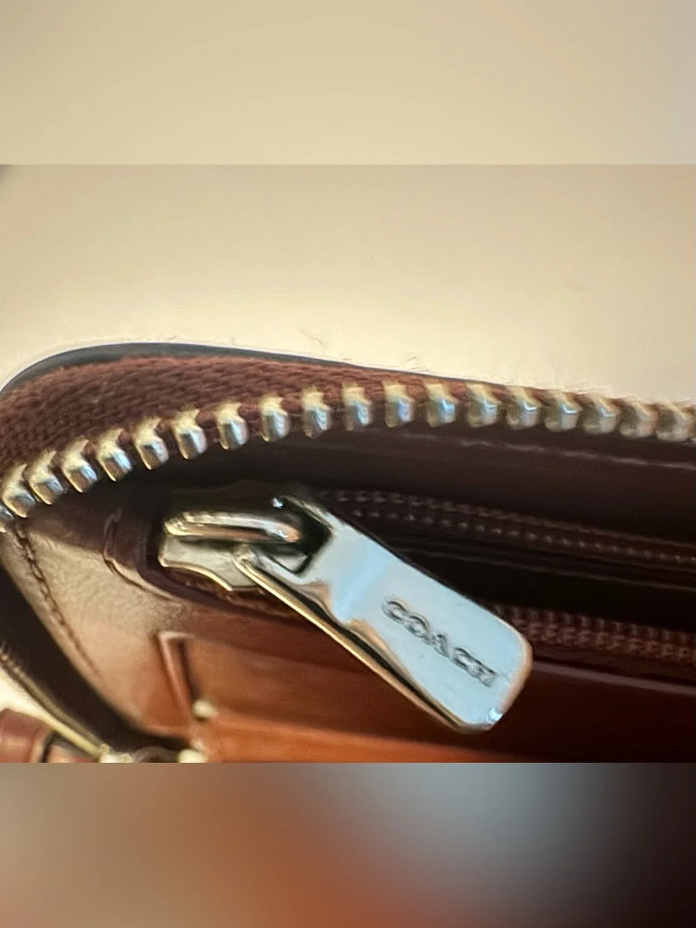 #302 Coach Glitter Signature Large Accordion Zip Around Phone Wristlet Wallet